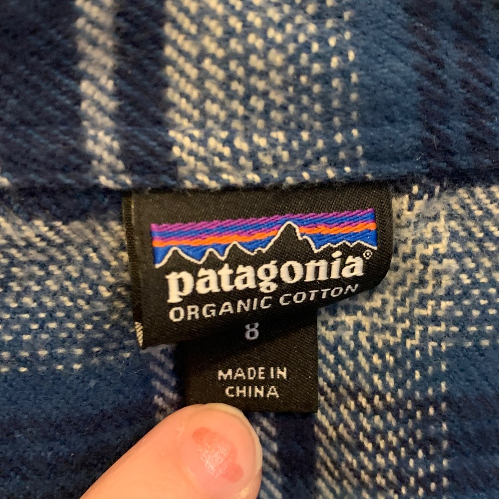 Patagonia Women’s Blue Plaid Fjord Flannel Size 8 - Picture 2 of 7